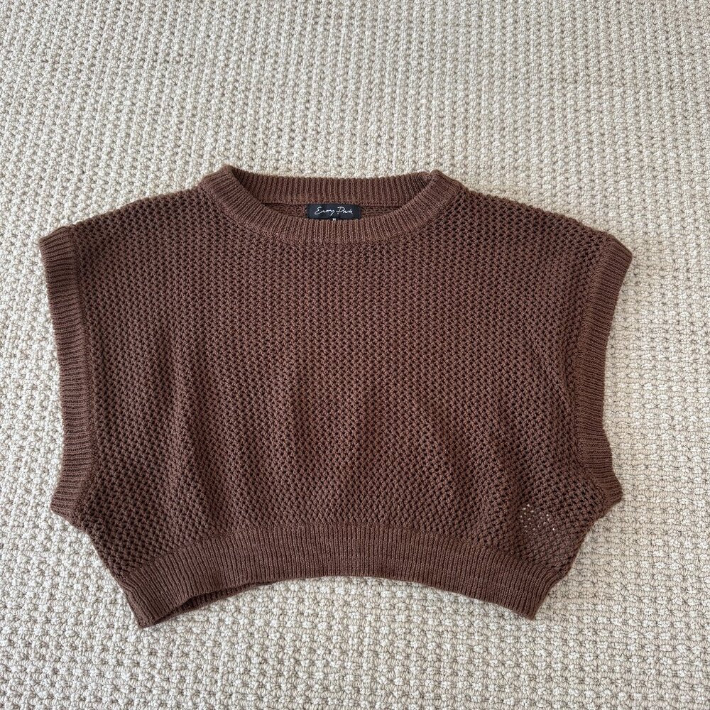 Brown Mesh Knit sweater tank